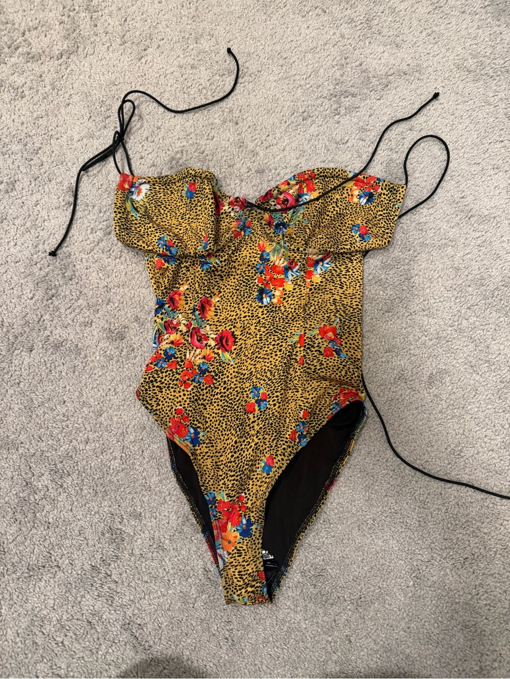 Beach Riot Yellow Leopard Floral One-Piece Swimwear